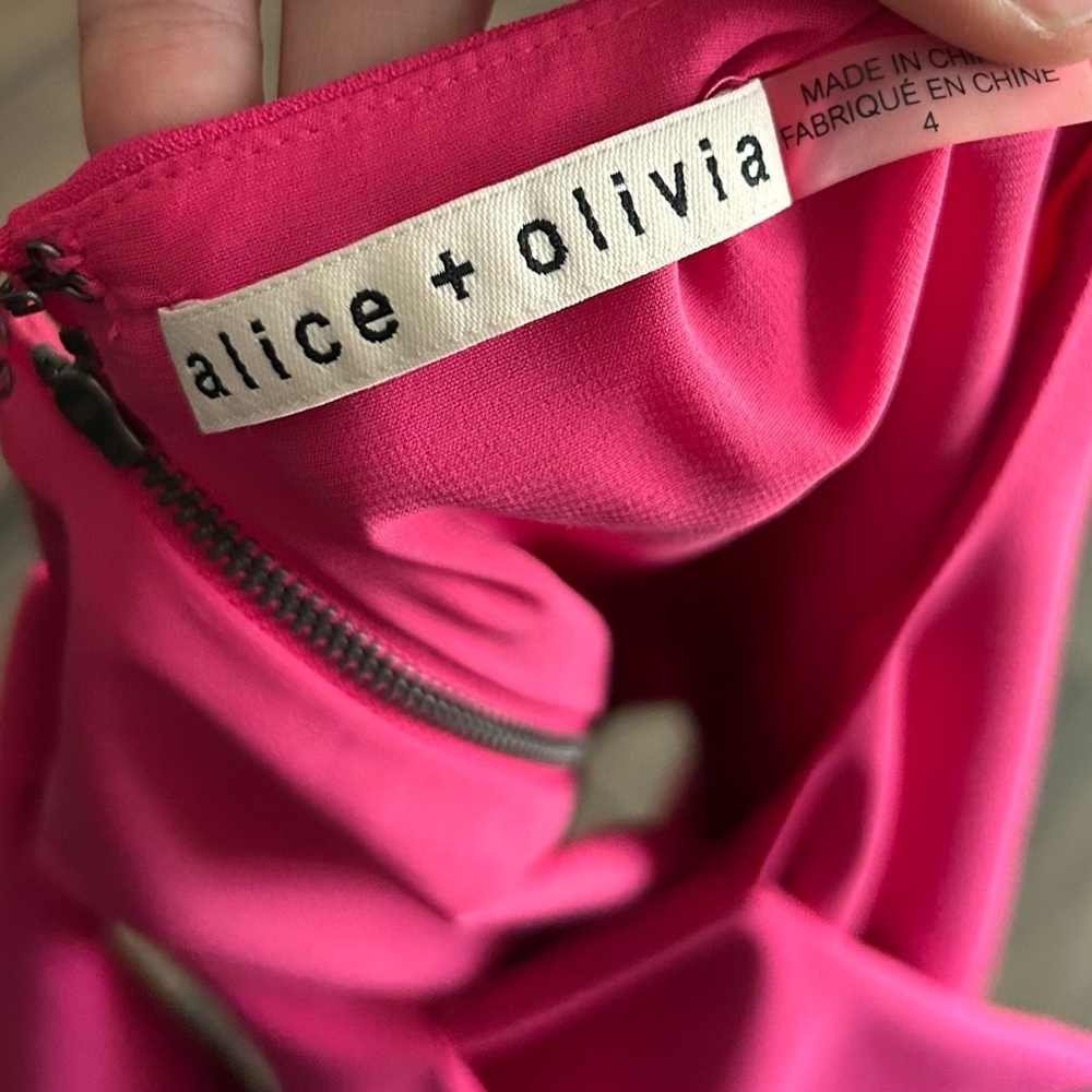 Alice + Olivia Marin Ruffle Top & Shavon Cut Out Wide Leg Pants Set Pink Sz 2/4 - Picture 9 of 12